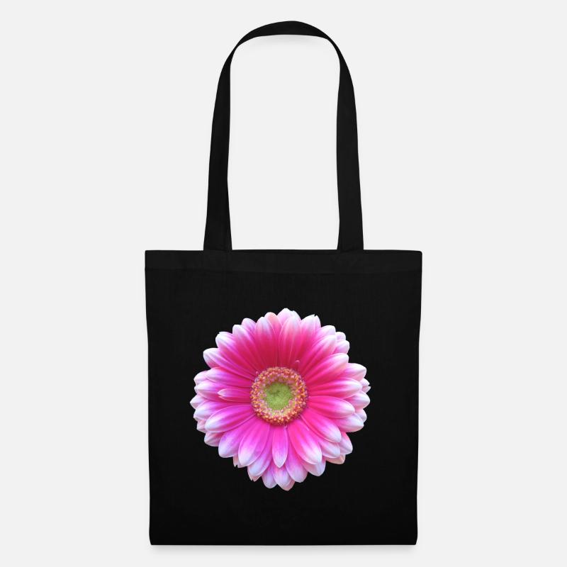 Gerbera pink Blüte Blume Blumenranke floral blumig - Stoffbeutel - Schwarz