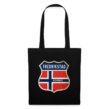 Fredrikstad Norwegen Wappen Flaggen Design - Stoffbeutel - Schwarz - Vorne