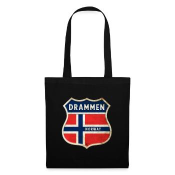 Drammen Norway Coat of Arms Flags Design - Tote Bag - black - Front