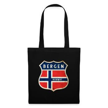 Bergen Norwegen Wappen Flaggen Design - Stoffbeutel - Schwarz - Vorne