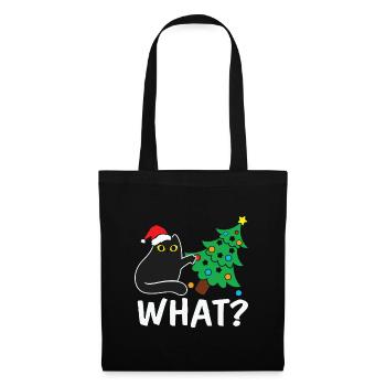 Cat Christmas Quote Black Cat Pushing Christmas Tr - Tote Bag - black - Front