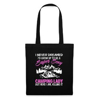 Camping Lady - Stoffbeutel - Schwarz - Vorne