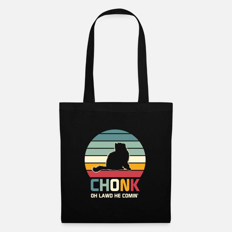 Cat Quote Chonk Cat Oh Lawd er comin' Retro Style - Stoffbeutel - Schwarz