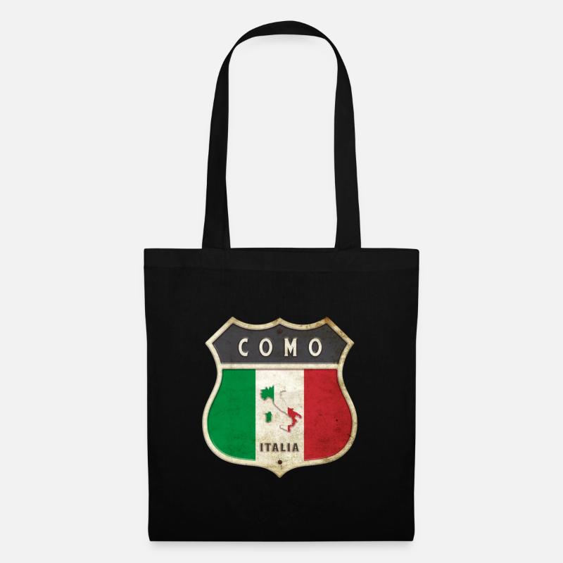 Como Italien Wappen Flaggen Design - Stoffbeutel - Schwarz