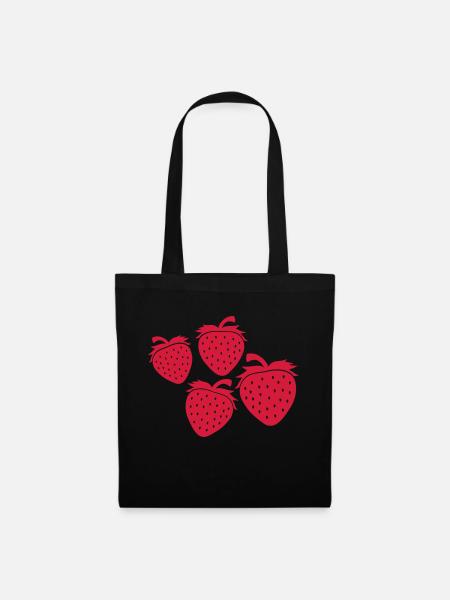 Erdbeeren Muster Design - Stoffbeutel - Schwarz