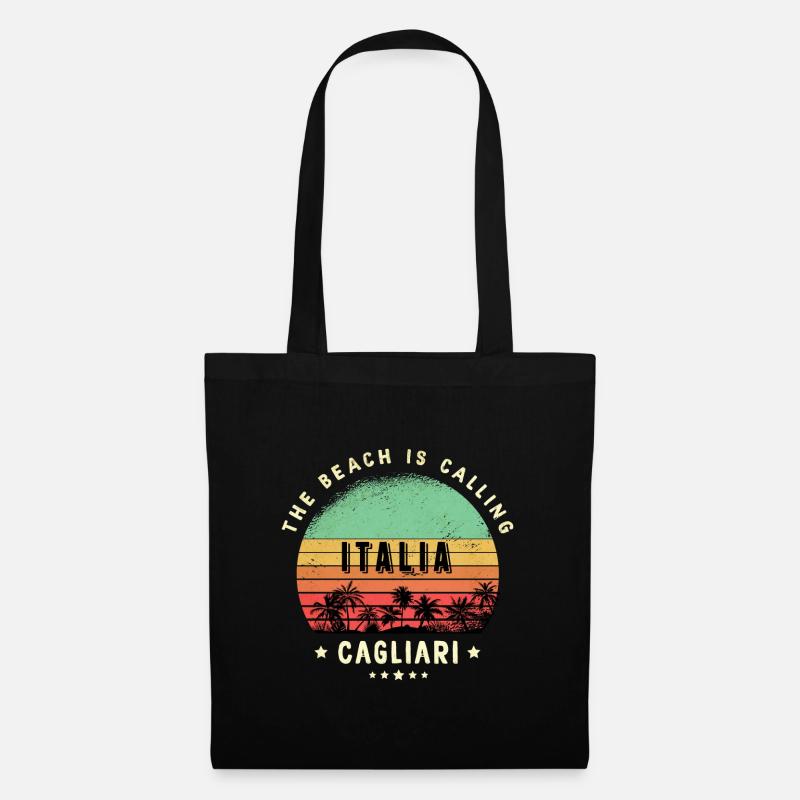 Cagliari Italien Strand Design - Stoffbeutel - Schwarz
