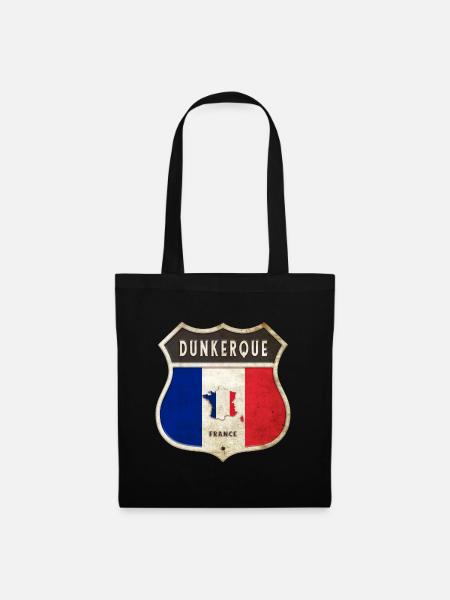 Dunkerque France Armoiries Drapeaux Design - Sac en tissu - noir