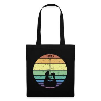 Rétro Guitare Acoustique Guitariste Guitariste Cadeau - Sac en tissu - noir - Devant