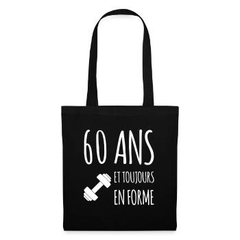 Anniversaire 60 ans musculation sport - Sac en tissu - noir - Devant