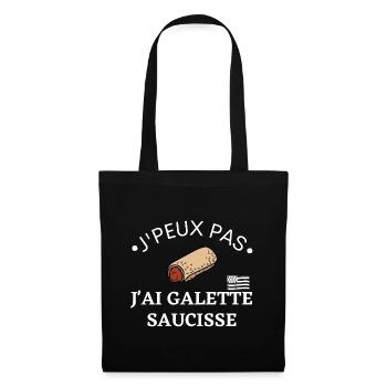 J'peux pas j'ai Galette saucisse. Cadeau bretagne - Sac en tissu - noir - Devant