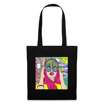 BANDE DESSINÉE POP ART FUCK YOU GIRL - Sac en tissu - noir - Devant