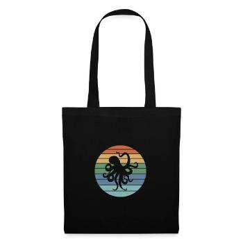 Octopus Retro - Stoffbeutel - Schwarz - Vorne
