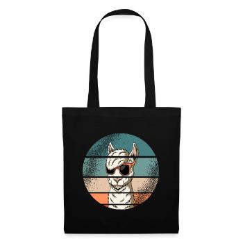 Lama Alpaca Animals Retro Vintage Idée Cadeau - Sac en tissu - noir - Devant