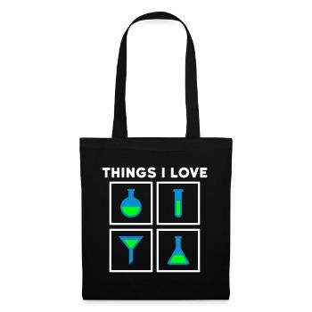 Choses que j’aime (flacon, éprouvette, entonnoir) - Sac en tissu - noir - Devant