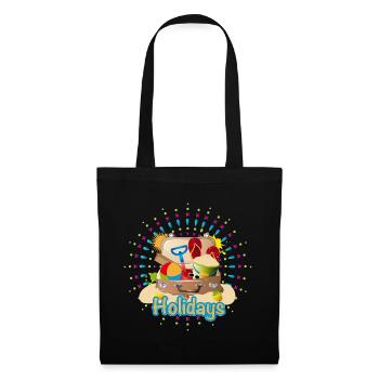 plein de valises emballées pour les vacances à la plage - Sac en tissu - noir - Devant