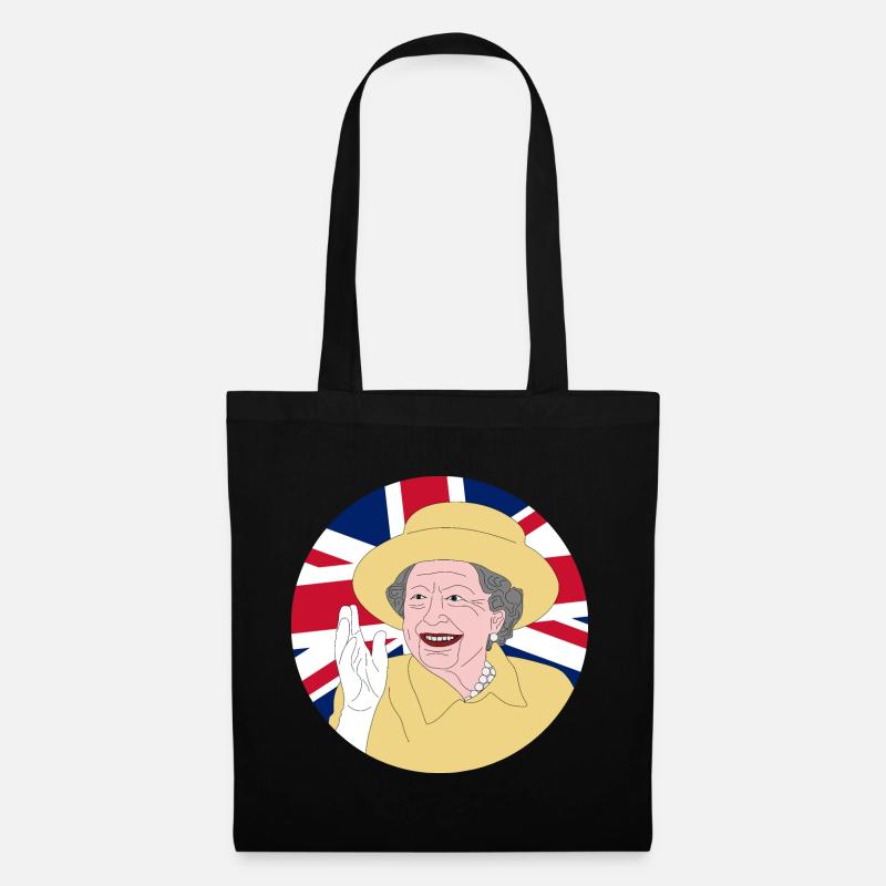 Königin Elisabeth II. mit Britischer Flagge - Stoffbeutel - Schwarz