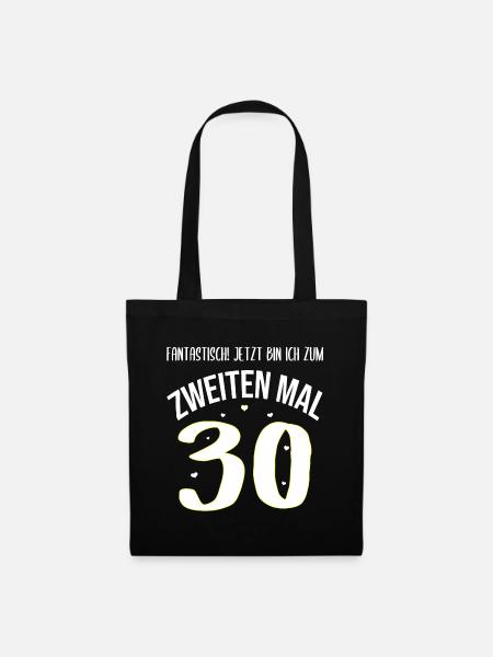 Geburtstag 60 Jahre Frau 2. mal 30 Geschenk - Stoffbeutel - Schwarz