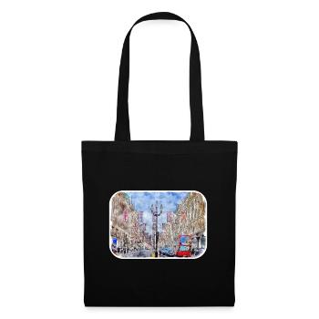 Londres UK Aquarelle Esquisse Dessinée à la Main Peinture - Sac en tissu - noir - Devant