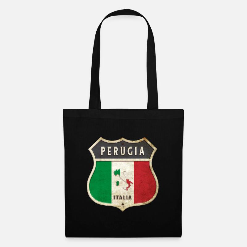 Perugia Italien Wappen Flaggen Design - Stoffbeutel - Schwarz