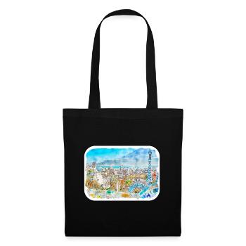 Barcelona Spanien Aquarell Skizze Zeichnung Zeichnung - Stoffbeutel - Schwarz - Vorne