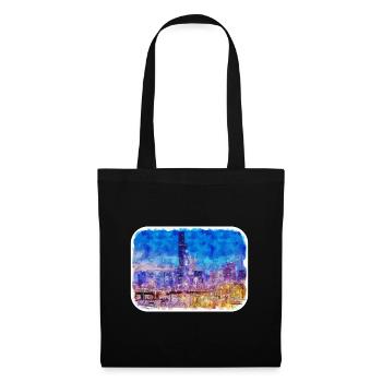 Chicago USA Aquarell Skizze gezeichnete Illustration - Stoffbeutel - Schwarz - Vorne