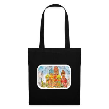 Moscou Russie Aquarelle Esquisse Dessinée Peinture - Sac en tissu - noir - Devant