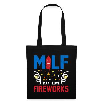 Man I Love Fireworks USA Drapeau 4 juillet - Sac en tissu - noir - Devant
