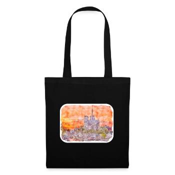 Paris France Watercolor Sketch Drawn Painting - Tote Bag - black - Front