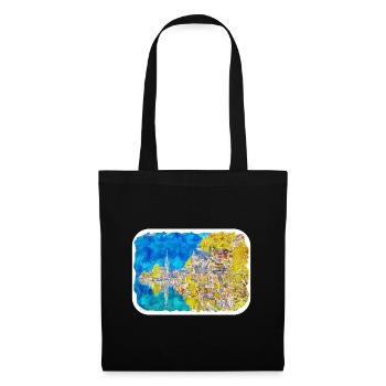 Autriche Aquarelle Esquisse Dessinée à la main Illustration - Sac en tissu - noir - Devant