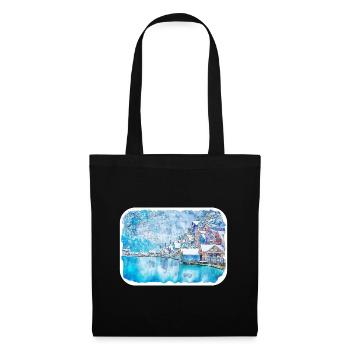 Autriche Aquarelle Esquisse Dessinée à la main Illustration - Sac en tissu - noir - Devant
