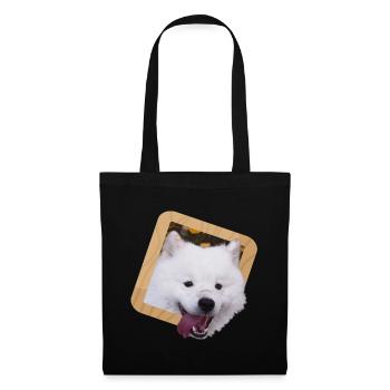 Chiot Samoyède dans un cadre - Sac en tissu - noir - Devant