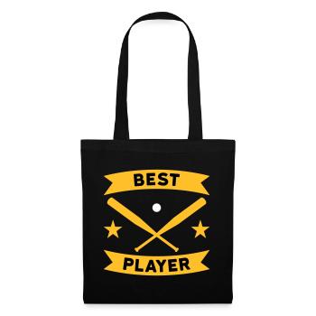 Best baseball player (Banner, Baseballschläger) - Stoffbeutel - Schwarz - Vorne
