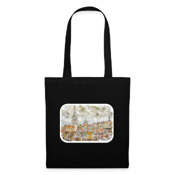 Tallinn Estonie Aquarelle Esquisse Dessinée Illustrati - Sac en tissu - noir - Devant