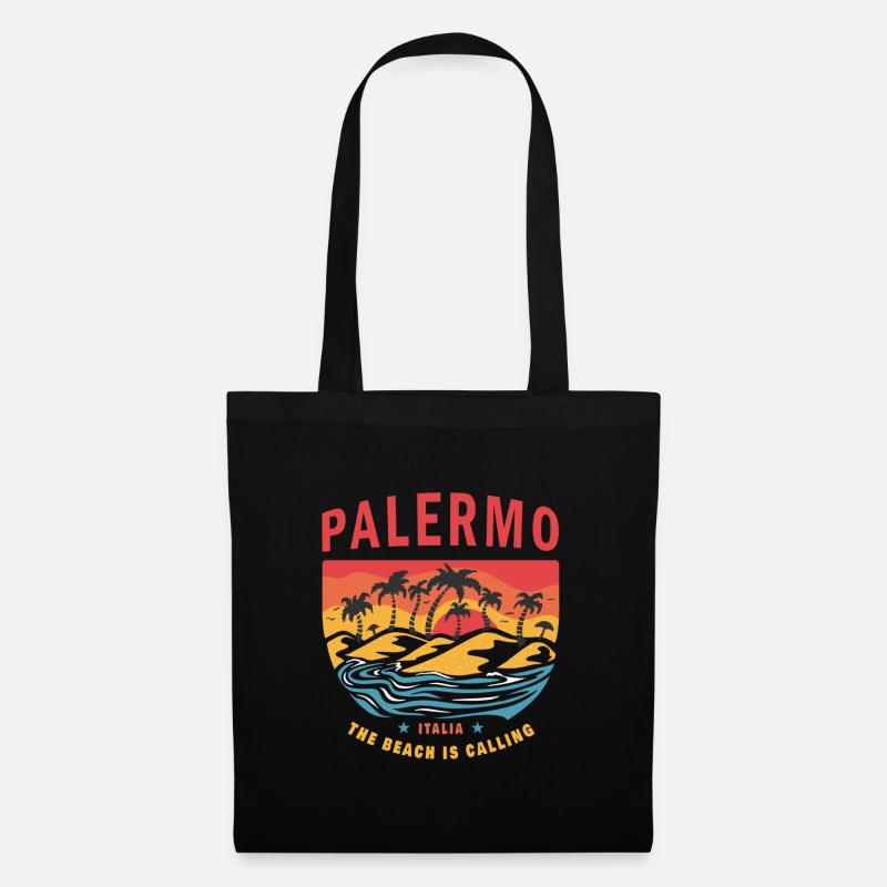 Palermo Italien Strand Design - Stoffbeutel - Schwarz