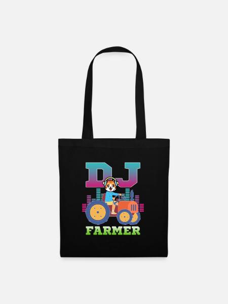 DJ Farmer Cat Farm Driving Tractor Musique Drôle - Sac en tissu - noir