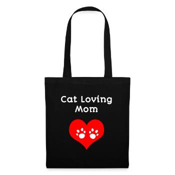 Cat loving Mum, Herzen, closing - Stoffbeutel - Schwarz - Vorne