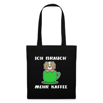 Kaffee Hund Kaffeetasse Statement Kaffeeliebhaber - Stoffbeutel - Schwarz - Vorne