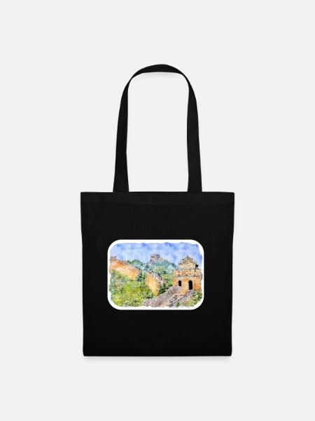 Peking China Aquarellskizze gezeichnete Zeichnung - Stoffbeutel - Schwarz