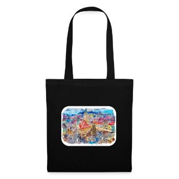 Brasov Roumanie Aquarelle Sketch Illustration - Sac en tissu - noir - Devant