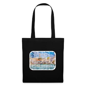Montenegro Landmark Watercolor Sketch Illustration - Tote Bag - black - Front