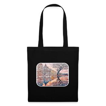 Europe croquis aquarelle illustration dessinée à la main - Sac en tissu - noir - Devant