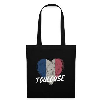 Badge retro, Toulouse France est ma ville natale - Sac en tissu - noir - Devant