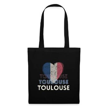 Badge retro, Toulouse France est ma ville natale - Sac en tissu - noir - Devant