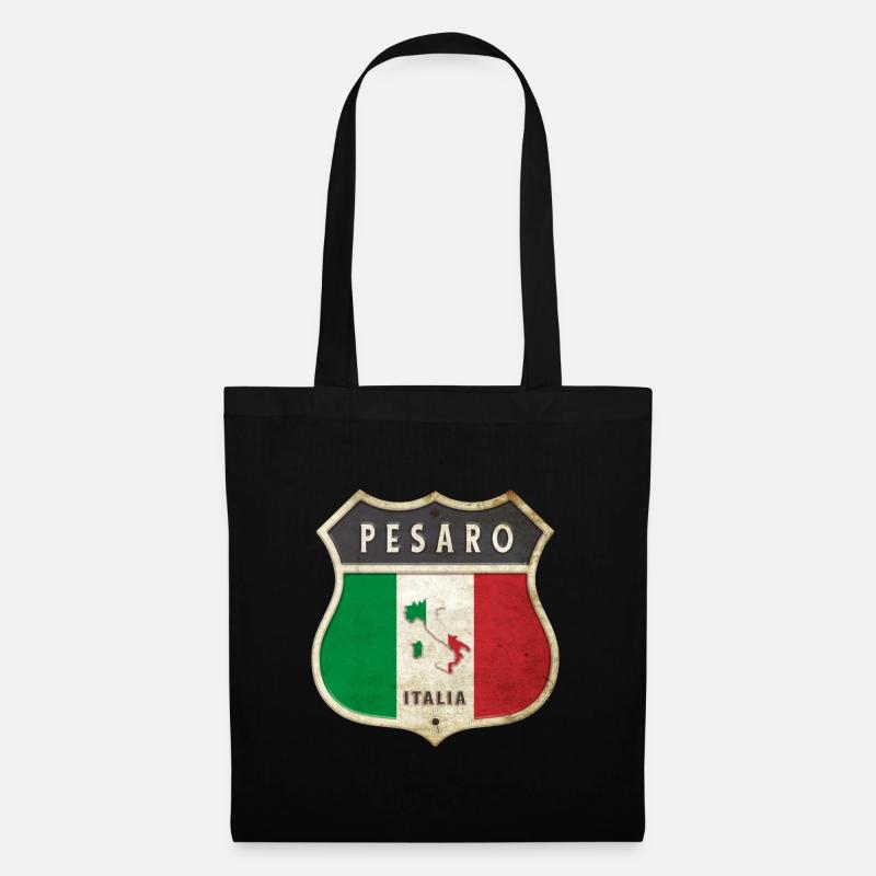 Pesaro Italien Wappen Flaggen Design - Stoffbeutel - Schwarz