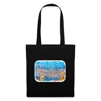 Budapest Ungarn Aquarell Skizze Illustration - Stoffbeutel - Schwarz - Vorne