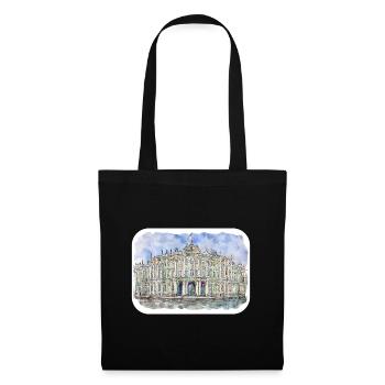 Saint-Pétersbourg Russie Aquarelle Esquisse Dessinée Peinture - Sac en tissu - noir - Devant