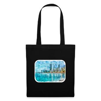 Chicago USA Aquarell Skizze gezeichnete Illustration - Stoffbeutel - Schwarz - Vorne