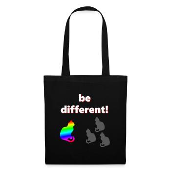 Be different, katzen Design, kluge Sprüche - Stoffbeutel - Schwarz - Vorne