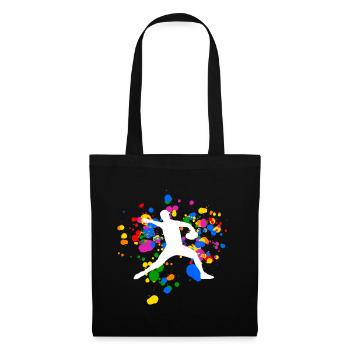 Buntes Baseball Design mit Regenbogenfarben - Stoffbeutel - Schwarz - Vorne