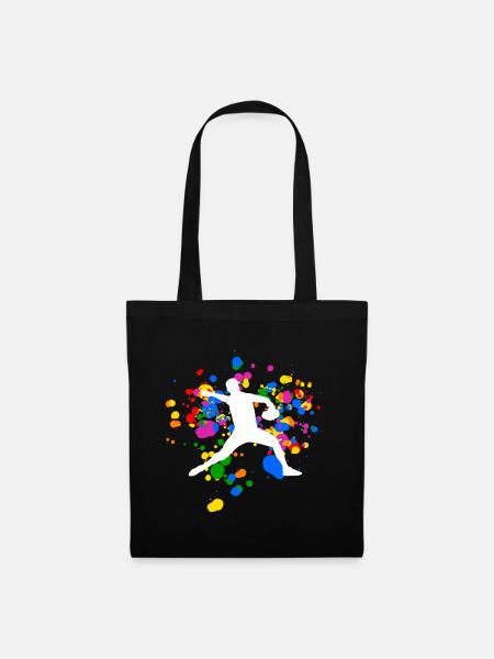 Buntes Baseball Design mit Regenbogenfarben - Stoffbeutel - Schwarz